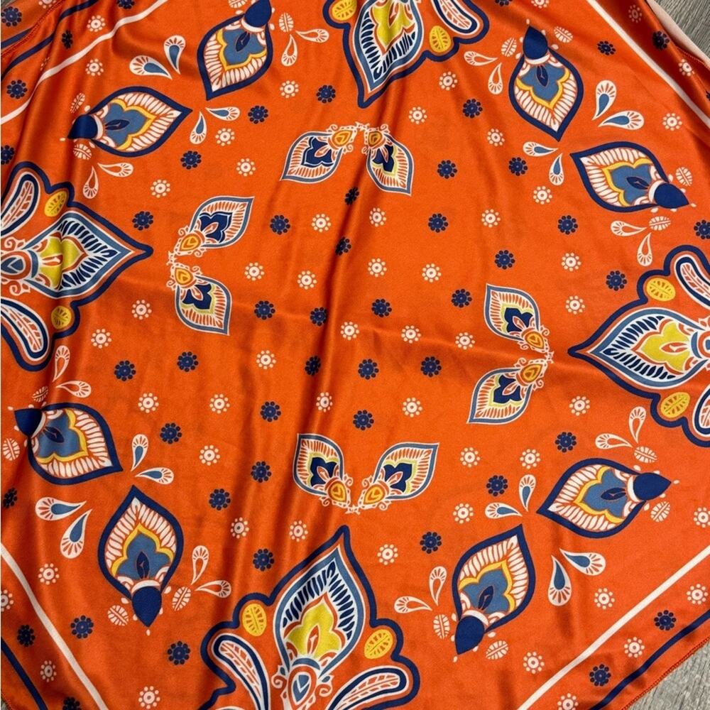 Zara Handkerchief Orange Boho Paisley  Top- size S - Picture 3 of 4